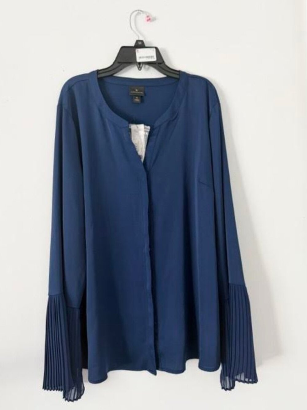 Worthington Women's Navy Blue Split Neck Blouse – Size XL – NWT